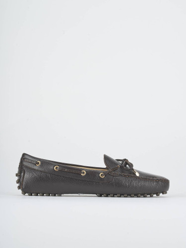 Mocasines tacón 1 cm marrón oscuro cuero