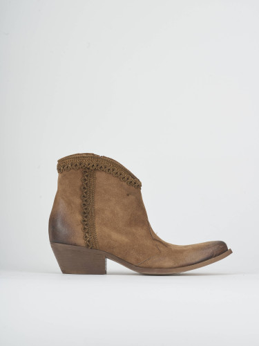 Stivaletti tacco 4cm camoscio marrone