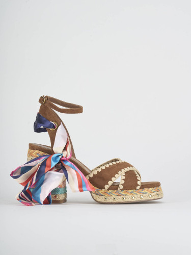 Sandalias de tacón alto tacón 8 cm marrón ante