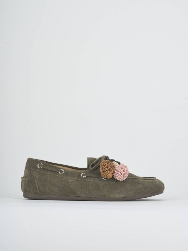 Loafers heel 1 cm green suede