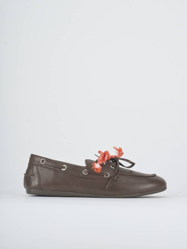 Mocasines tacón 1 cm marrón oscuro cuero