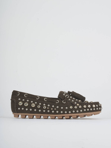 Mocasines tacón 1 cm marrón oscuro ante