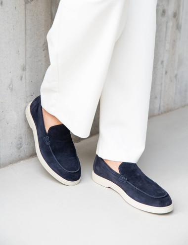 Mocassini camoscio blu