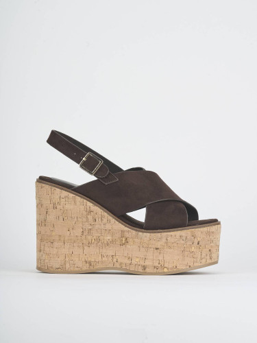 Wedge heels heel 11 cm dark brown suede
