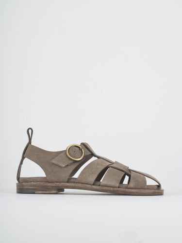Sandali tacco 2cm camoscio beige