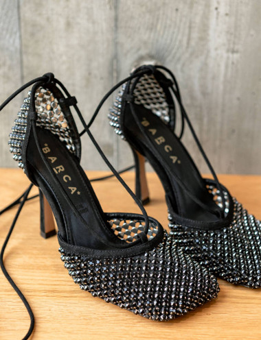 Sandalias de tacón alto tacón 9 cm negro ante