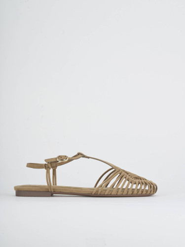 Sandali tacco 1cm camoscio marrone