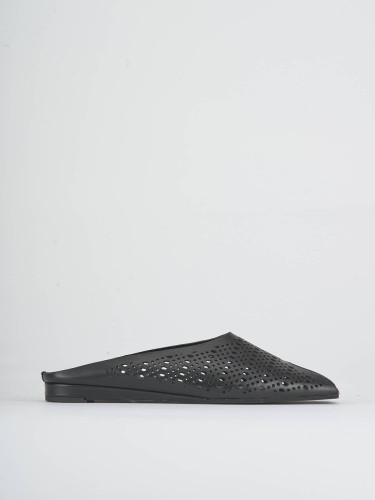 Mules tacón 1 cm negro cuero