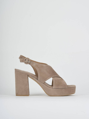 Sandali tacco 9cm camoscio beige