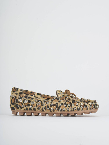 Mocasines tacón 1 cm multicolor cuero de vaca con pelo