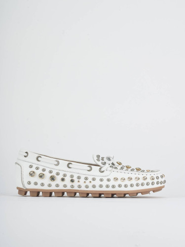 Mocassini tacco 1cm pelle bianco