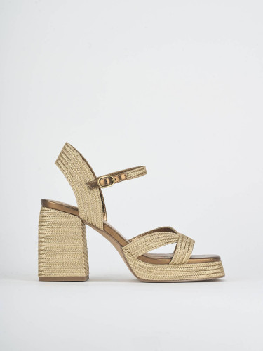 High heel sandals heel 10 cm bronze leather