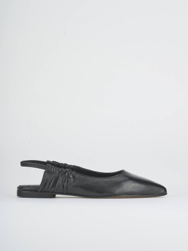 Flat shoes heel 1 cm black leather