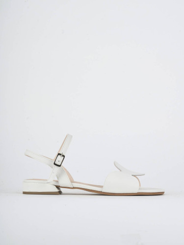 Sandalias de tacón bajo tacón 1 cm blanco cuero