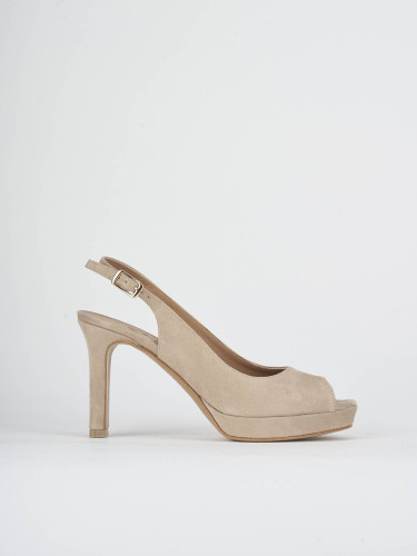 Sandalias de tacón alto tacón 9 cm beis ante