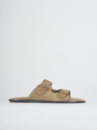 Mules tacón 1 cm beis ante
