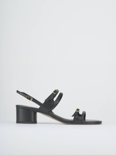Sandali tacco 5cm pelle nero