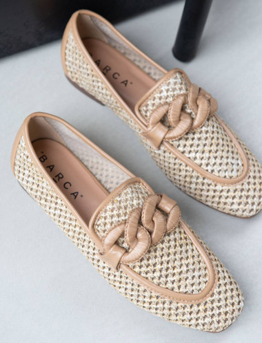 Mocasines tacón 1 cm marrón cuero