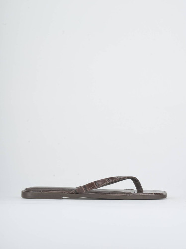 Slippers heel 1 cm dark brown coconut