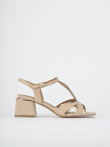 Sandalias de tacón alto tacón 5 cm rosa ante