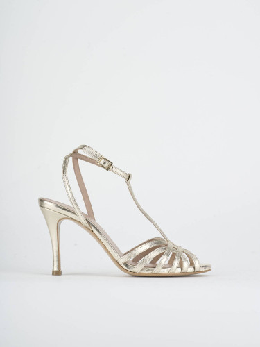 Sandalias de tacón alto tacón 9 cm oro laminado
