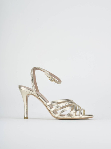 Sandalias de tacón alto tacón 8 cm oro cuero