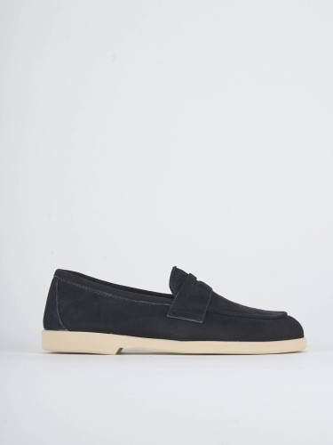 Loafers heel 1 cm blu suede