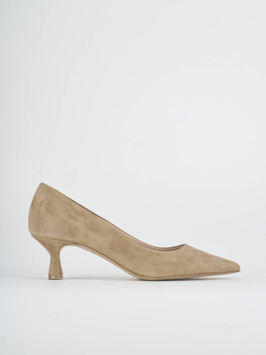 Décolleté tacco 5cm camoscio beige