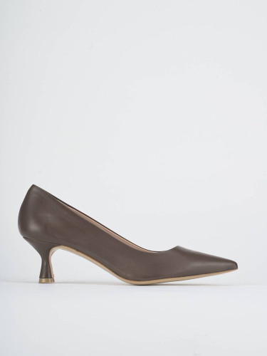 Zapatos de salón tacón 5 cm marrón oscuro cuero