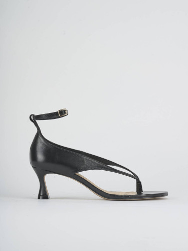 Sandalias de tacón alto tacón 5 cm negro cuero