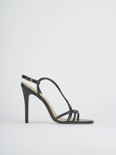 Sandalias de tacón alto tacón 11 cm negro cuero
