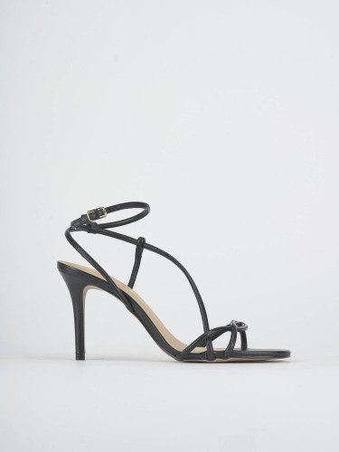 Sandalias de tacón alto tacón 8 cm negro cuero