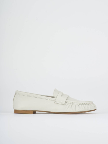 Mocassini tacco 1cm pelle bianco