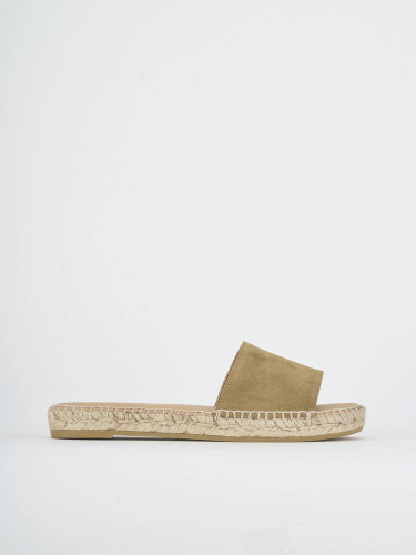 Mules tacón 2 cm verde ante