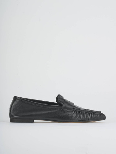 Mocasines tacón 1 cm negro cuero