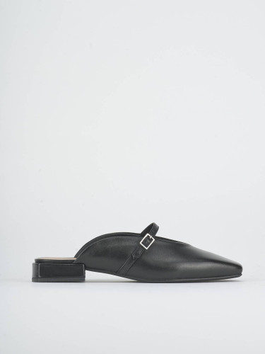 Sabot heel 2 cm black leather