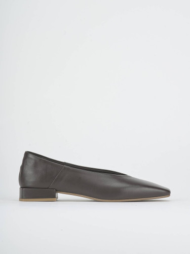 Bailarinas tacón 2 cm marrón oscuro cuero