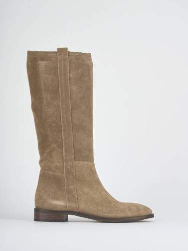 Stivali tacco 1cm camoscio marrone