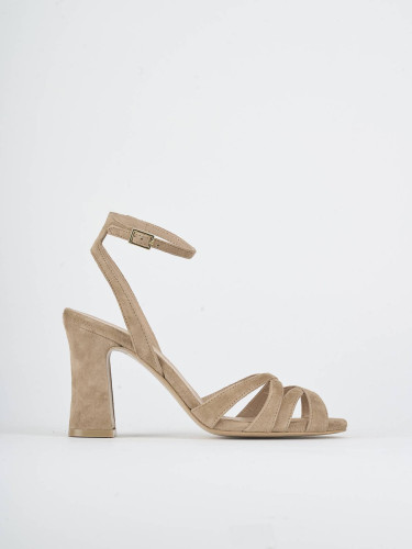 Sandalias de tacón alto tacón 9 cm marrón ante