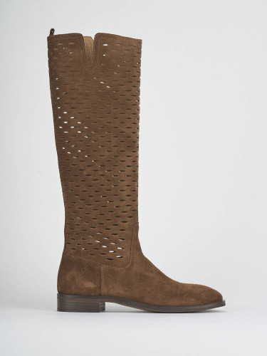 Low heel boots heel 1 cm dark brown suede