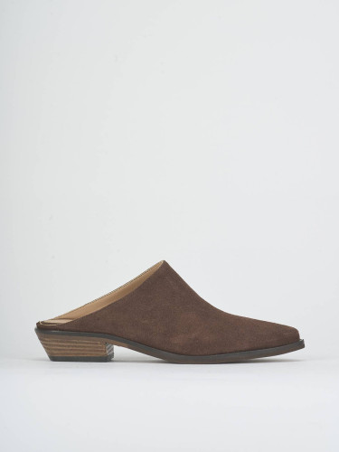 Sabot heel 2 cm dark brown suede