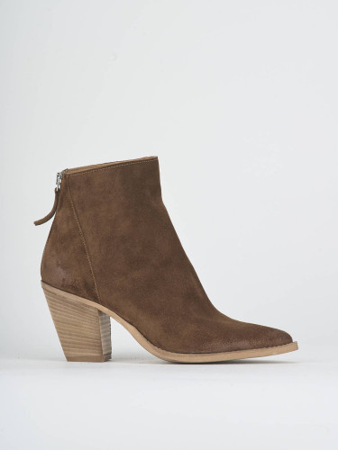 High heel ankle boots heel 6 cm dark brown suede