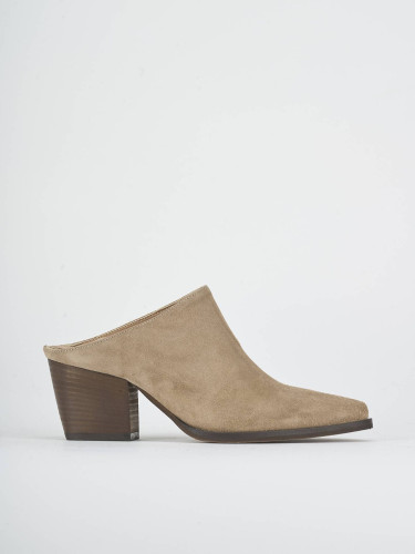 Sabot heel 7 cm brown suede