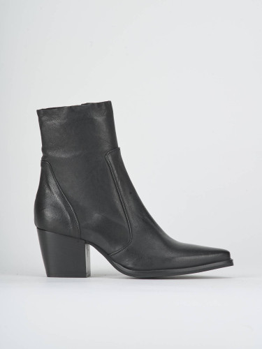 Botines de tacón alto tacón 7 cm negro cuero