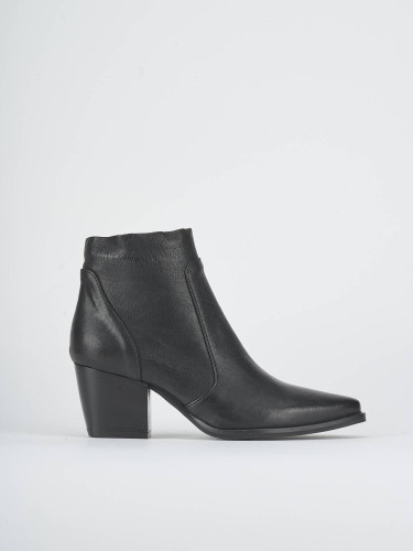 Botines de tacón alto tacón 7 cm negro cuero