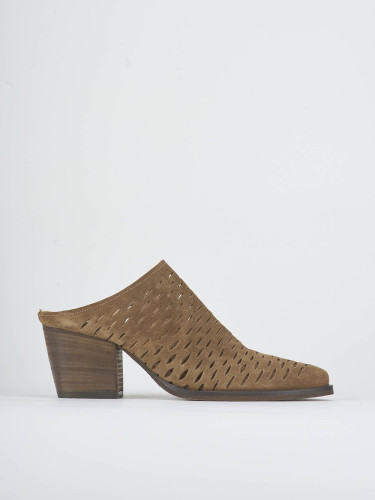 Sabot heel 6 cm brown suede