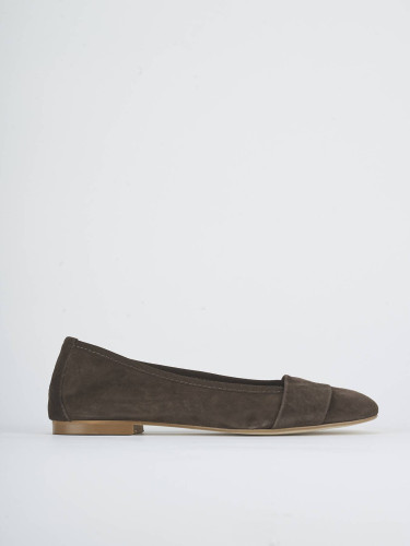 Flat shoes heel 1 cm dark brown suede