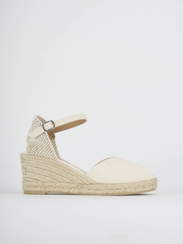 Alpargatas tacón 5 cm beis tejido