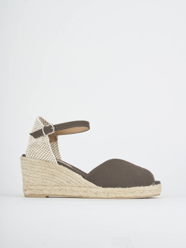 Alpargatas tacón 5 cm marrón oscuro tejido