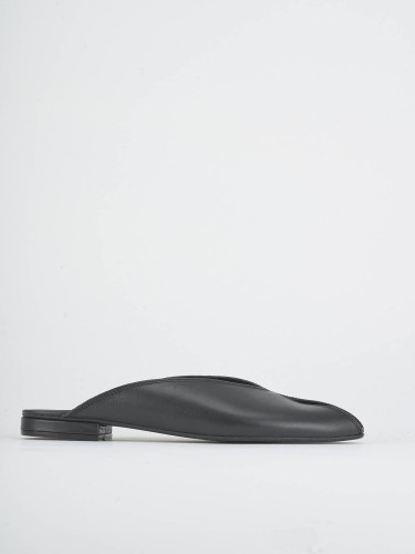 Slippers heel 1 cm brown leather